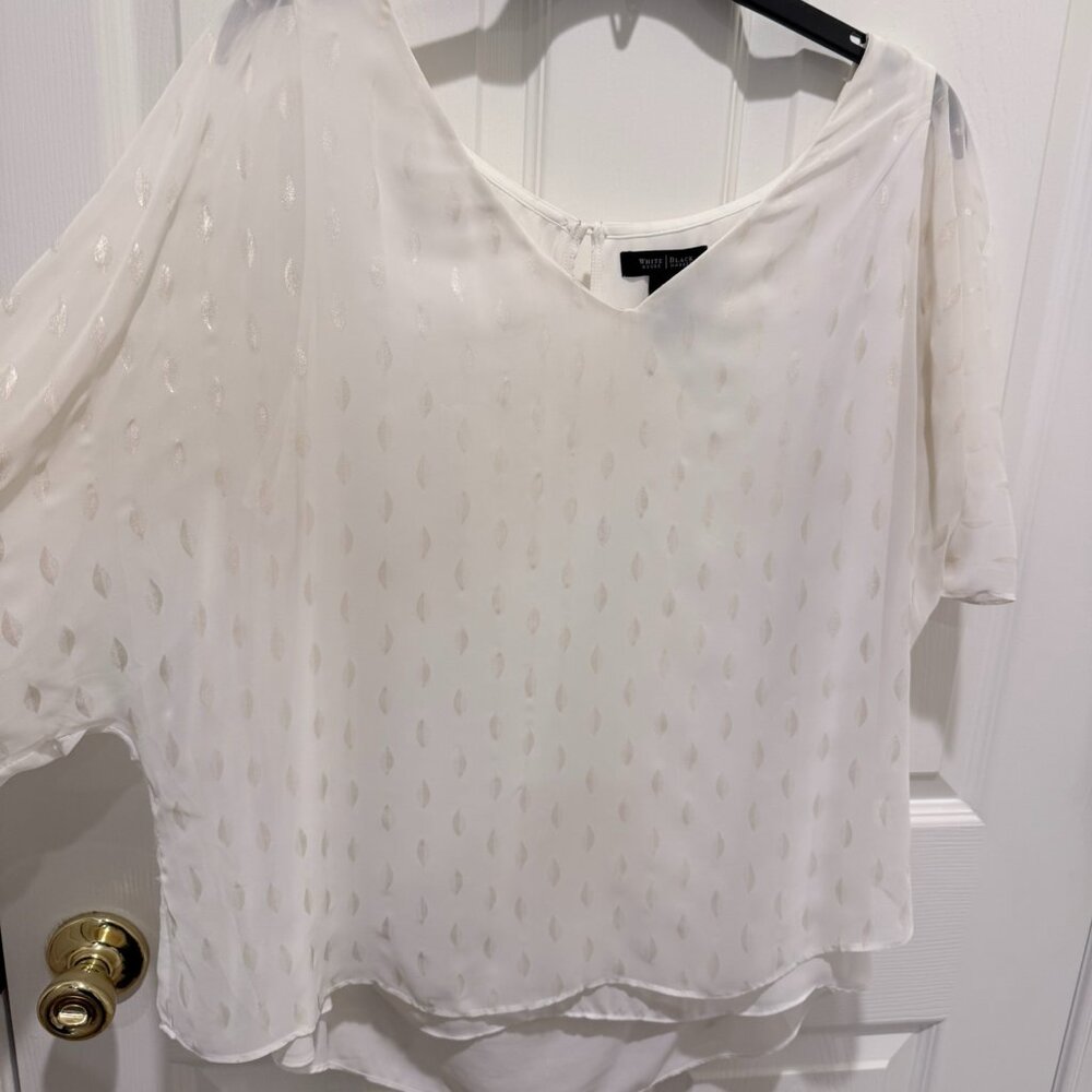 White House Black Market Sheer Textured Blouse